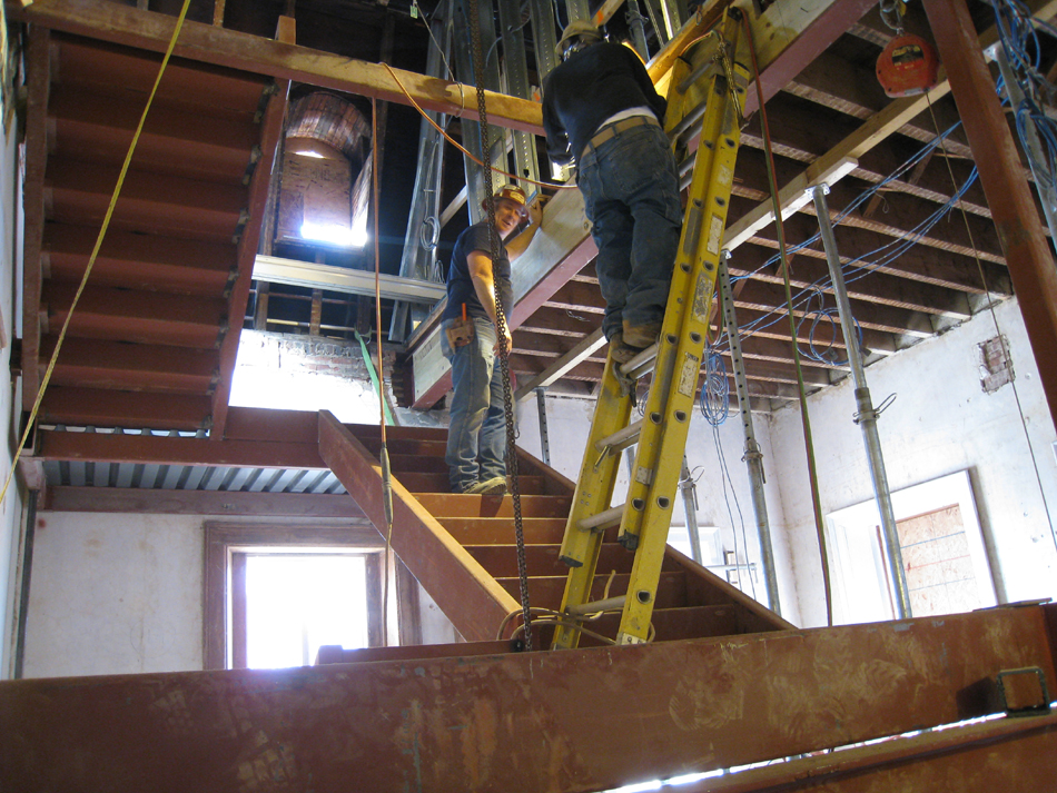Second Floor--West staircase installation