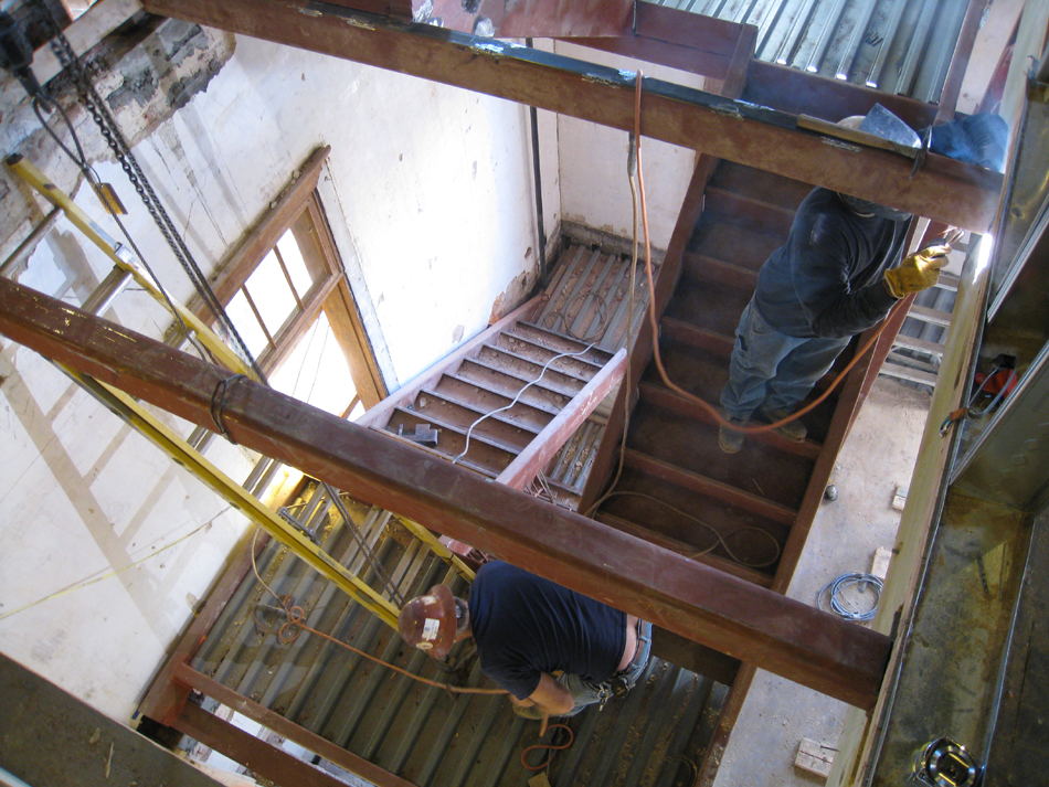 Third Floor--West staircase installation (looking down)