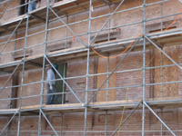 Elevation--East wall repointing preparation--lower level nearly complete, upper level not done - November 19, 2010