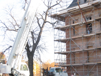 Miscellaneous--Lifting the parts for the east staircase into the building - November 19, 2010