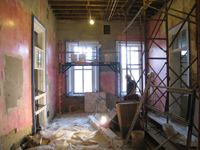 First Floor - Central east room on south side being  prepared for brown (encapsulating) coat - December 2, 2010