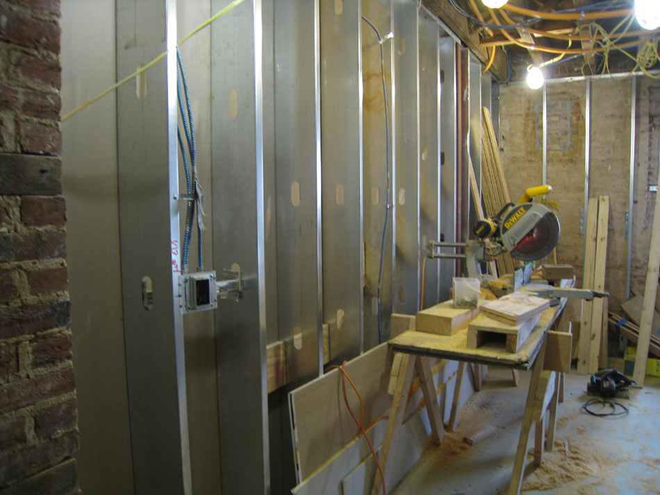 Ground Floor--Walls and electric in south west room - December 28, 2011