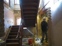 Ground Floor (Basement)--Support beam in south central room next to east stair - December 28, 2010