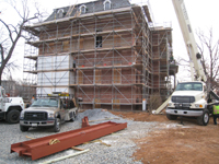 Second Floor--Lifting and delivering heavy (55 lbs. per foot) beams (and columns) for second floor large central room - December 30, 2010