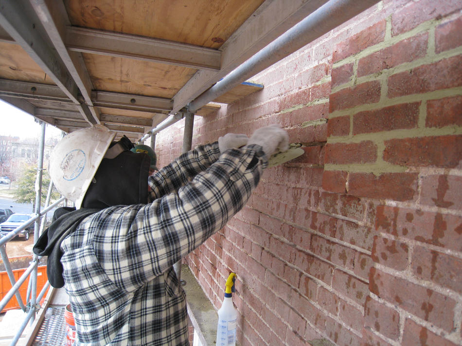 Elevation--West side brick pointing - December 30, 2010