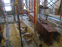 Second Floor--Lifting and delivering heavy (55 lbs. per foot) beams (and columns) for second floor large central room - December 30, 2010