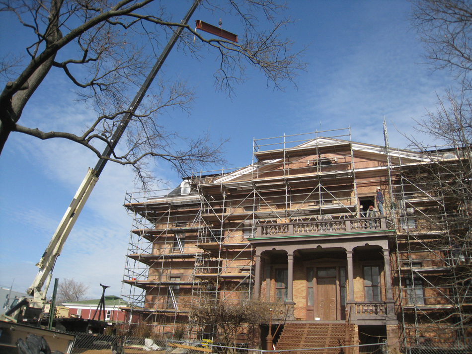 Second Floor--Lifting and delivering heavy (55 lbs. per foot) beams (and columns) for second floor large central room - December 30, 2010