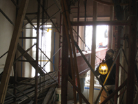 Second Floor--Lifting and delivering heavy (55 lbs. per foot) beams (and columns) for second floor large central room - December 30, 2010