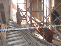 Second Floor--Lifting and delivering heavy (55 lbs. per foot) beams (and columns) for second floor large central room - December 30, 2010