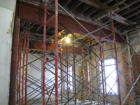 Second Floor--Installed steel beams and columns in central (large) room - January 7, 2011