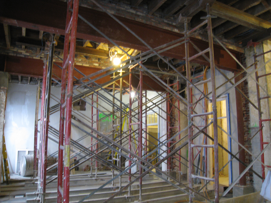 Second Floor--Installed steel beams and columns in central (large) room - January 7, 2011