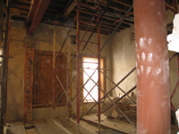 Second Floor--Installed steel beams and columns in central (large) room - January 7, 2011