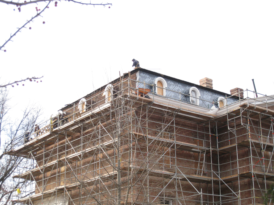 Roof--Removing slate and installing waterproof underlayment--Northeast corner - January 20, 2011