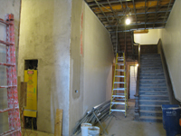 First Floor--Central stairwell to second floor with finished plaster - January 20, 2011