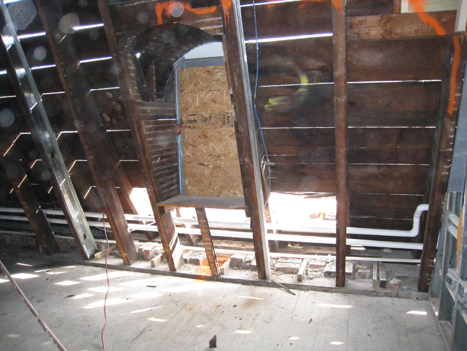 Third Floor--East Mansard roof interior, with slate removed outside - January 20, 2011