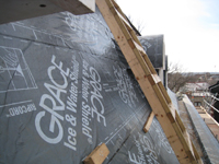 Roof--West Mansard roof with waterproof underlayment, looking south - January 20, 2011