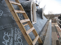 Roof--West Mansard roof with waterproof underlayment, looking south - January 20, 2011