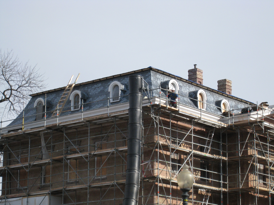 Roof--Waterproof underlayment on Mansard roof, southwest corner - January 20, 2011