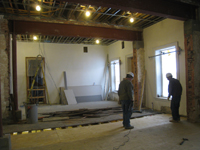 Second Floor--Central large room, installing floor underlayment - February 1, 2011