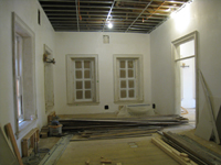 Second Floor--Northeast corner room showing newly installed restored windows and sanded floors - February 1, 2011