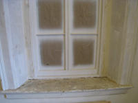 Second Floor-Southeast corner room, detail of newly installed restored windows - February 1, 2011