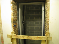 Ground floor--Elevator shaft with elevator installed - March 3, 2011