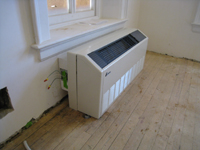 Geothermal/HVAC--Detail of the installed heat exchanger in the first floor southeast corner room - March 3, 2011