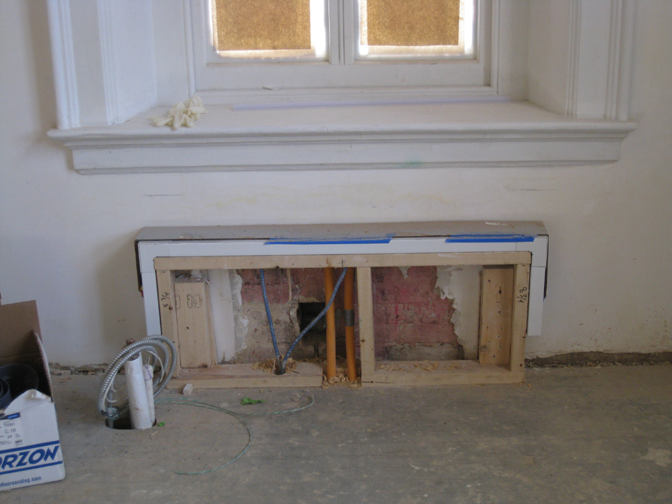 Geothermal/HVAC--Pre-installation preparation for the heat exchanger on the second floor, southeast corner room - March 3, 2011