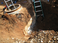 Geothermal/HVAC--Boring holes for into the geothermal manhole for connecting the pipes to the mechanical room - March 3, 2011