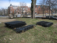 Fence--Restored fence arriving back at the Old Naval Hospital - March 14, 2011