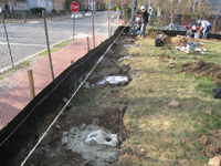 Fence--Installation of fence, detail of foundations - March 18, 2011