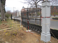 Fence--First placement of restored fence--Southeast corner - March 18, 2011