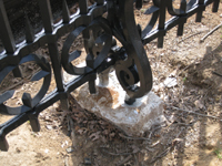 Fence--Newly installed fence along Tenth Street, Detail of anchoring - March 19, 2011