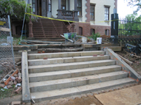 Grounds--Resetting the stone steps on the south entrance - April 29, 2011
