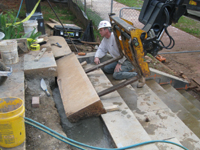 Grounds--Resetting the stone steps on the south entrance - April 29, 2011