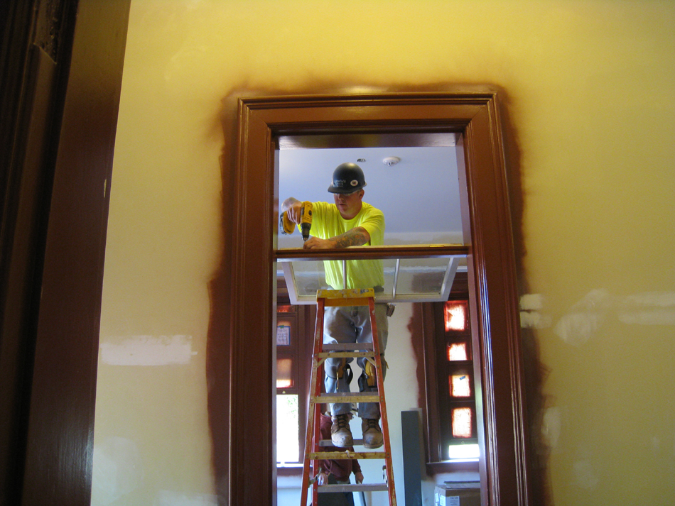 First Floor--North west corner room, installing the transom - May 11, 2011