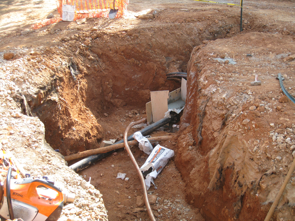 Grounds--Water line (also showing geothermal lines in back) - May 11, 2011