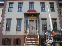 Elevation--North portico ironwork being installed - June 2, 2011