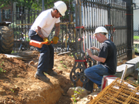 Fence--Installing on the south west corner - June 2, 2011