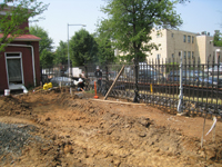 Fence--Fitting in last sections on the west side - June 10, 2011