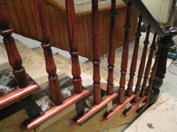 Ground Floor (Basement) --Main staircase partially refinished (detail) - June 10, 2011