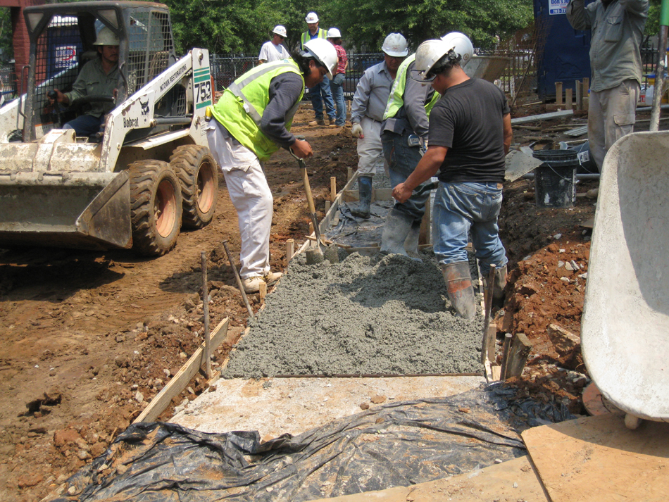 Grounds--Pouring concrete for sidewalk - June 10, 2011