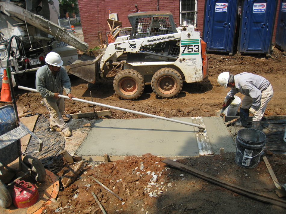 Grounds--Pouring concrete for sidewalk - June 10, 2011