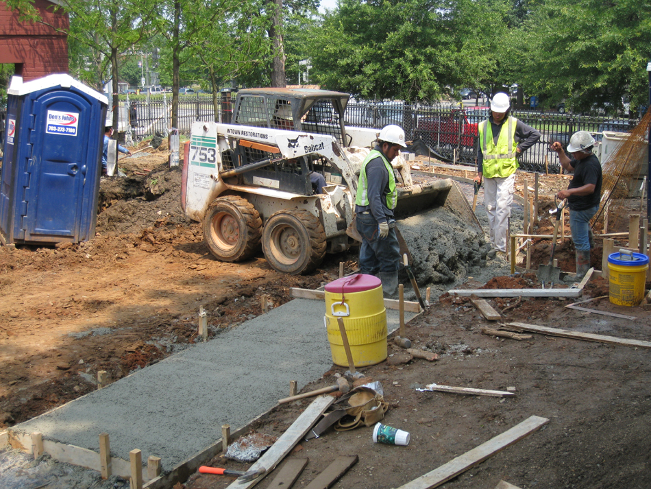 Grounds--Pouring concrete for sidewalk - June 10, 2011