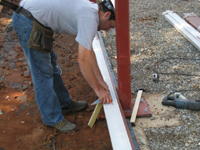 Carriage House--Clear African Mahogany wood--installation of the base - July 9, 2011