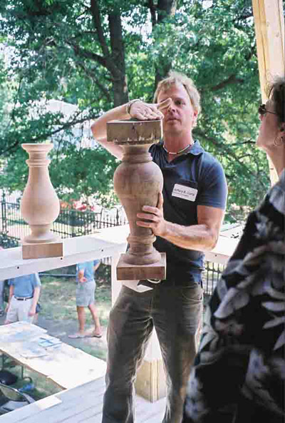 Jeffery Larry is charged with the restoration of the south portico.